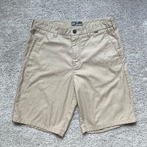 Hurley Beige Khaki Walk Shorts Size 33 Chinos Walking Pockets Button Zip Fly